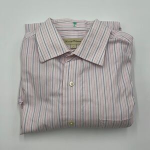 Cotton Tommy bahama pink blue and white striped long sleeve button down,17 32-33